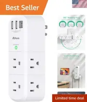 Mifaso USB Power Strip with 9 Outlets - 1800J Surge Protector and Rotating Plug
