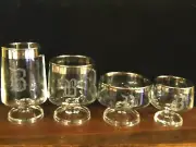 32 PC Anchor Hocking Crystal Stemware Set Monogram "B" Silver Rim NEW IN BOX