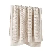 Bianca Sofala Cream Throw Rug Chenille Sofa/Bed Decor 170x130cm Polyester