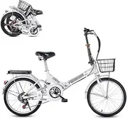 Folding Adult Bicycle, 20-inch 6-Speed Finger-Shift Speed Adjustable Seat, Rear Shock Absorber Spring, Comfortable and Portable Commuter Bike
