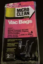 Micro Clean 217 Hoover, Singer, Bissell Vacuum Bags Type A 2 Pack of 2 Bags