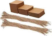 Angoily 200pcs Price Tags with String: Blank Kraft Paper Labels with Jute Twine - Writable Price Tags for Retail Clothing Present and Crafts