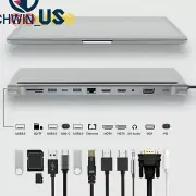 12 in 1 Type C HUB 4K Docking station dual HDMI RJ45 Gigabit Lan PD Laptop L3US