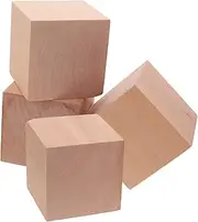 Unfinished Wooden Blocks for Crafts 4 Pieces 6cm Wooden Cubes Smooth Surface for Boys and Girls' Creativity Hand-on Learning