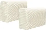 SEWACC 2 Pcs Couch Arm Covers Polyester Anti- Slip Armchair Cover Armrest Cover for Chairs Sofa Stretch Armrest Covers Furniture Protector Washable Armchair Slipcovers (Beige)