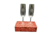 Collectable Bohemia Crystal 'The Rosanna Gold Club' Champagne Flutes -Set Of 2