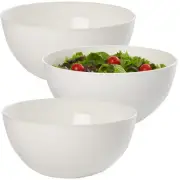 Vista White Plastic Salad and Serving 10-inch Bowls | set of 3 | Reusable, BP...