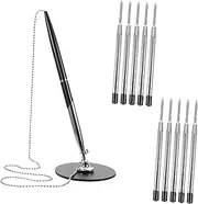 SOPOTUTU 1Set Delicate Business Pen with Chain Wear Resistant Rotating Signature Pens for Office and Bank Counters Ink Refills Included Smooth Writing Experience Desk