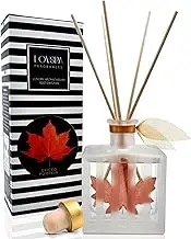 LOVSPA Spiced Pumpkin Essential Oil Reed Diffuser Gift Set | Fresh Pumpkin, Aromatic Cinnamon, Nutmeg, Warm Clove, Creamy Vanilla and Ginger | Modern Striped Glass Bottle | Made in The USA