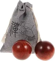 1Set Handheld Wooden Massage Balls Rosewood Balls Carry Bag for Hand Therapy Exercise and Finger Massage Durable Portable Fitness Tool