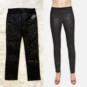 NEW Joe's Jeans The Skinny Super Chic Sequin Embellish Stretch Pants Black $245