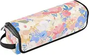 2-in-1 Curling Iron Travel Case with Removable Heat Resistant Mat Carrying Case Flat Curling Iron Waterproof Organizer for Straigheners, Curling Iron, Hair Dryer, Pastel Pink Blue Floral, pastel pink