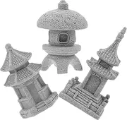 1set Miniature Pagoda Statues Elegant Stone Pavilion Ornament for Garden Decoration for Bonsai Micro Landscape and Outdoor Decor 3pcs