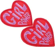 Generic 2pcs Heart Embroidery Applique Patches Cute Iron Decals for Clothing Embroidered Design for Fashion Accessories Easy Application Without Sewing