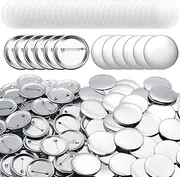 300 Sets Button Maker Supplies 2.25 Inch Round Badge Buttons Making for 58mm Button Maker Machine, Blank Buttons Badge Parts with Metal Cover, Plastic Button Back Cover and Clear Film
