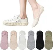 [FBIEE88TR] Womens Low Cut No Show Socks Thin Breathable Non Slip Invisable Flat Boat Line Socks 6 Pack
