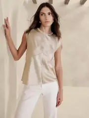 Banana Republic Claudette Silk Top Crystal Sand NWT $130 Small