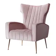 High Back Velvet Accent Armchair Lounge Chair Pink
