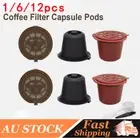 6/12x Refillable Reusable Coffee Filter Capsule Pods For Nespresso Maker Machine