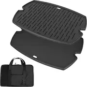 [Outspark] 7582 Grill Griddle for Weber Q1000 Q1200 Q1400 Q100 Q120 Q140 Series, 50060001 51060001 52020001 386001 386002,Cast Iron Cooking Pan for Weber Baby Q Accessories, with Carry Bag