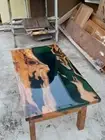 Custom Green Epoxy Resin Table Top, Handmade Living Room Table, Resin Table Top