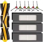 Filter Brush Replacement Set Compatible with Ecovacs DEEBOT OZMO 920 950 T8 AIVI Max T9 T5 N5 N7 N8+ N8 Pro Plus Robot Vacuum Cleaner Accessories Kit, 1 Main Roller Brush 3 HEPA Filters 6 Side Brushes