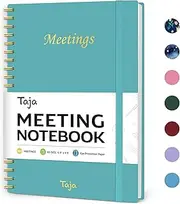 Meeting Notebook for Work Organization - Work Planner Notebook with Action Items, Agenda Planner for Note Taking, 160 Pages (6.9" X 9.9") Project Organizer for Men & Women - Blue