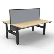 2Person Back To Back Workstation With Screen Natural Oak And Black