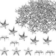 uxcell 150PCS 10mm Metal Star Studs Claw Small 5-Claw Silver Tone Hand Pressed Punk Beads Nailheads Rivets Spike Cap Nail Head for DIY Leather Clothing Bag Shoes