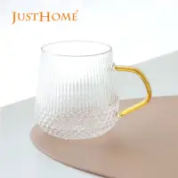 在飛比找momo購物網優惠-【Just Home】菱格紋線條耐熱玻璃馬克杯420ml 琥