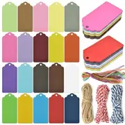 200 Colored Gift Tags with String - Writable Paper Labels for Pricing, Art,
