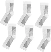 HANABASS 3 Pairs Foot-protecting Compression Socks Running Compression Socks Men Soccer Socks Ankle Compression Sleeve Warm Compression Running Socks Gym Socks Polyester White