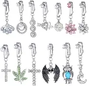 [TJCGCKK] 13 Pcs Fake Belly Button Ring for Women Girls Clip on Dangle Belly Ring Non Pierced Stainless Steel Navel Rings Body Jewelry