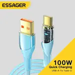 ESSAGER 7A 100W C型數據線充電透明快充數據線USB轉C型數據線OPPO REALME手機快充數據線