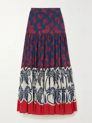 [La DoubleJ] La DoubleJ - Tiered Printed Cotton And Silk-blend Maxi Skirt - Navy - x small x small Blue