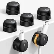 6Pack Cord Organizer, [Upgrade Rotatable] Spring Cable Clips - Lamicall [1s Lock] Cord Holder, Desk Phone Charger Cord Management Holder, Adhesive USB Wire Organizer Keeper for Nightstand Office