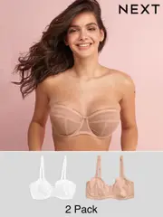 White/Praline Nude DD+ Non Pad Strapless Bras 2 Pack (345989) | $56