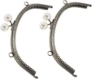 CIYODO Handbag Hardware Rare Pearl Clasp Frame Arch Design Purse Handles for DIY Craft Projects