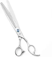 Professional Dog Grooming Curved Straight Thinning/Blending/Chunking Scissors Kit JP-440C Stainless Steel Pet Cat Hair Cutting/Trimming Shears Silver (8" (23-Tooth))
