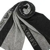在飛比找遠傳friDay購物優惠-EMPORIO ARMANI 混羊毛材質時尚條紋圍巾-黑灰色