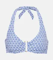 [Heidi Klein] Heidi Klein Cape Cod U-Bar printed bikini top AU 14 blue