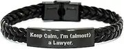 [Generic] Inspirational Keep Calm I'm (Almost) A Lawyer Gifts for Law Students from Mother to Son, Daughter, Boy, Girl | Braided Leather Bracelet | Gifts for Father's Day, Small, Leather, no gemstone