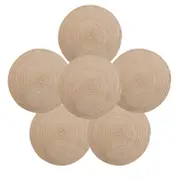 Catzon 6 Pack Round Braided Placemats Washable Kitchen Table Mats for Home Wedding Party-Coffee