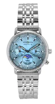 Zeppelin LZ14 Marine Moon Phase Stainless Steel Blue Dial 8637M3 Ladies Watch
