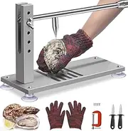 Oyster Shucker Machine,Upgraded Stainless Steel Oyster Clam Opener with Strong Suction Cup,Adjustable Oyster Shucker Tool Set,Oyster Opener Tool for Home,Clam Shucker Tool with Knives,Glove & G-Clip