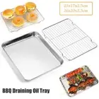 2 Sizes Stainless Steel Roasting Tray Oven Pan Dish Baking Roaster Grill Rack