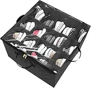 Dustproof Shoe Storage Box with Divider, Foldable Shoe Storage Box for Home, Large Shoe Containers with Reinforced Handles, Clear Top Cover, Fits 20 Pairs, Ideal for Closet, Under Bed Organization