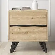 Merryluk Bedside Table 2-Drawer Nightstand Cabinet 50 cm x 40 cm x 55 cm Organiser Wooden Storage Side Chest Table for Hallway, Bedroom and Living Room
