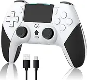 Wireless Controller for PS4 Controller, Game Controller Compatible with Playstation 4/ Slim/Pro/PC, Built-in 800mAh Rechargeable Battery/Responsive Joystick and Buttons/Audio/Turbo(White+Black)