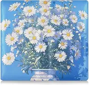 [Amooorous] White Daisies Flowers Lemon Yellow Blue Leather Car insurance and registration card holder Automobile Wallet Case Organizer for ID, Driver's License, Key Contact Information Cards, White daisies